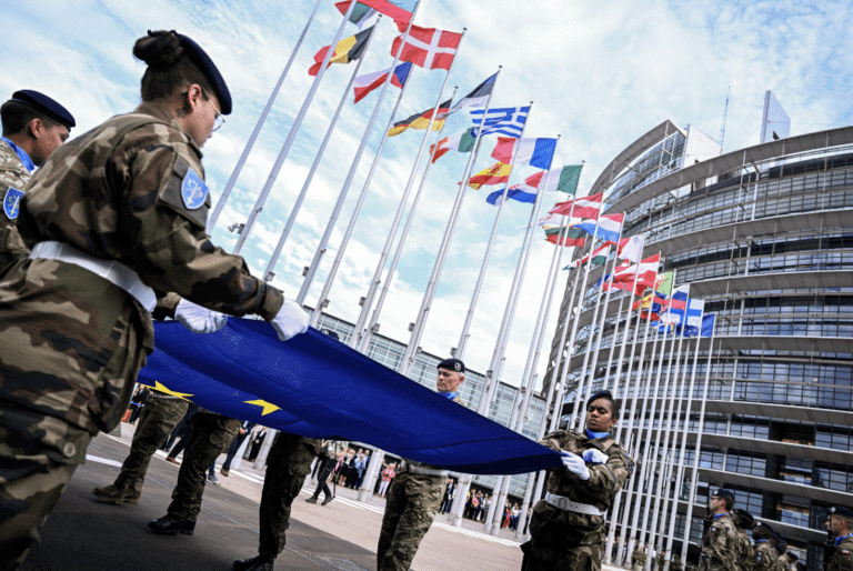 Raising ceremony of the European flag for the beginning of the 10th legislative term in front of the European Parliament in Strasbourg © European Union 2024 - Source : EP