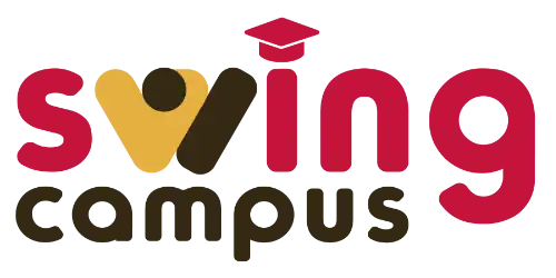 The Swing Campus logo with "swing" in red and gold, featuring a graduation cap on the letter "i", and "campus" in brown below.